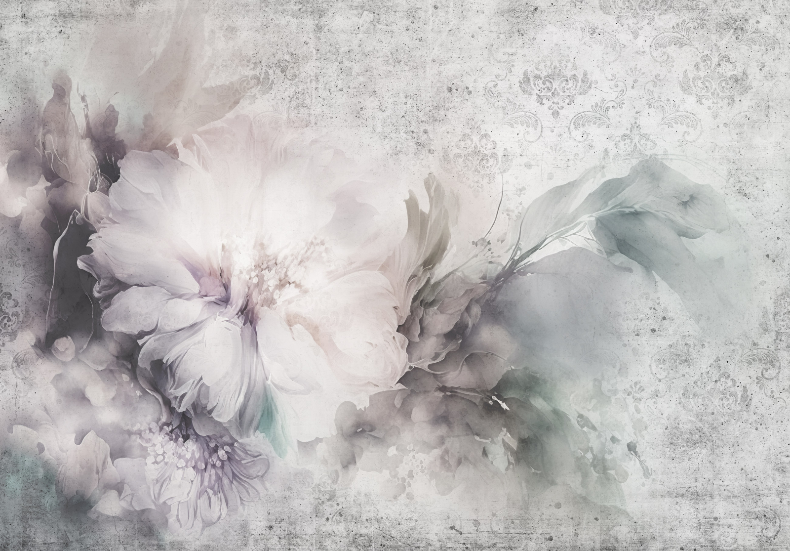 Нежен фототапет с ефирно бяло цвете в пастелни тонове